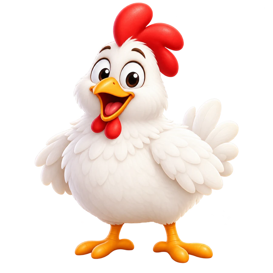 Mascotte di Chicken Road, il gioco del pollo di InOut Games